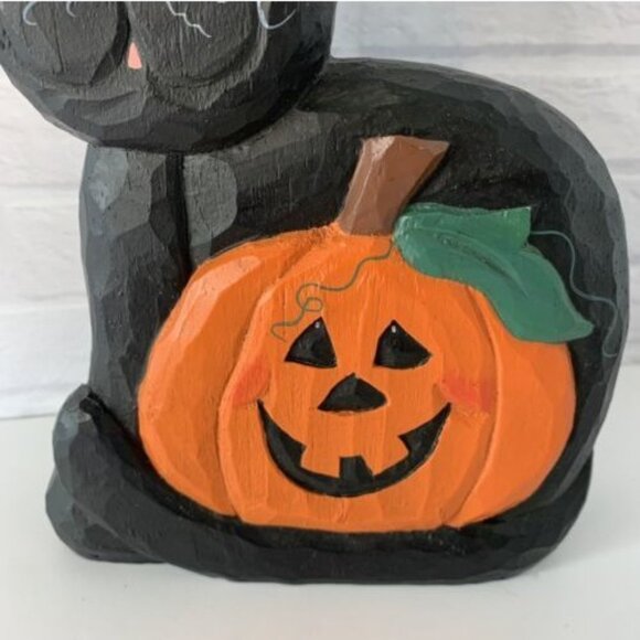 Eddie Walker Midwest Cannon Falls Black Cat w/ Pumpkin Halloween Folk Art 7.25" - Picture 3 of 4